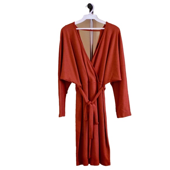 Rust Tie Waist Dress - Picture 4 of 4